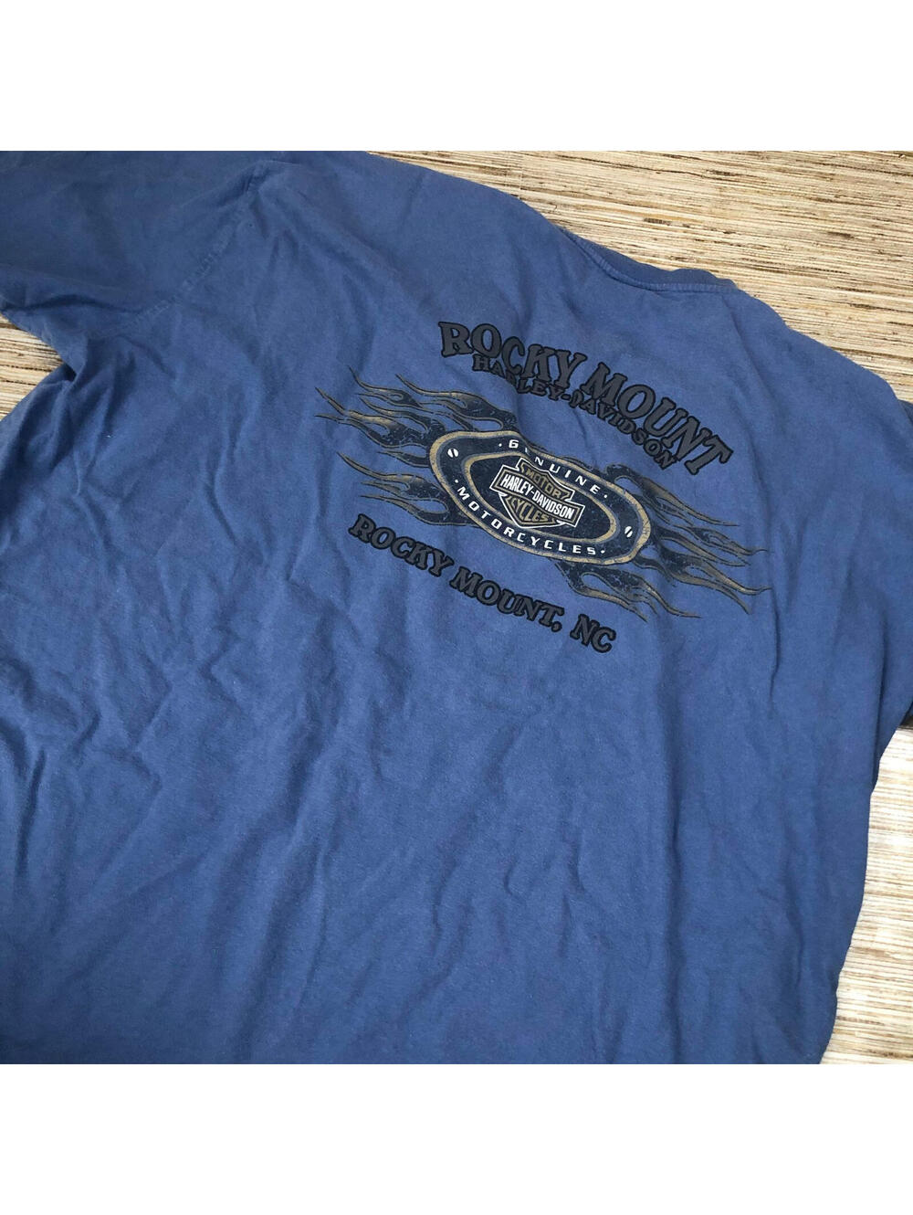 3050 Vintage Harley Davidston Rocky Mount, NC tee shirt BLUE sz 2x